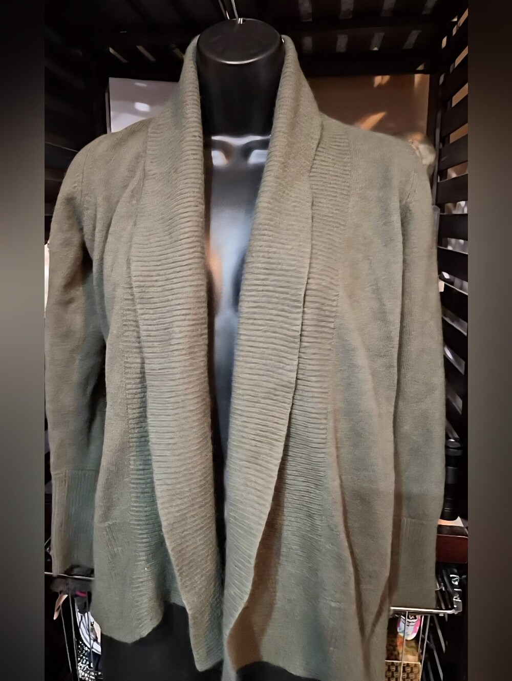 Charter Club Women's Green Cashmere Shawl Collar Knit Cardigan Sweater XS
